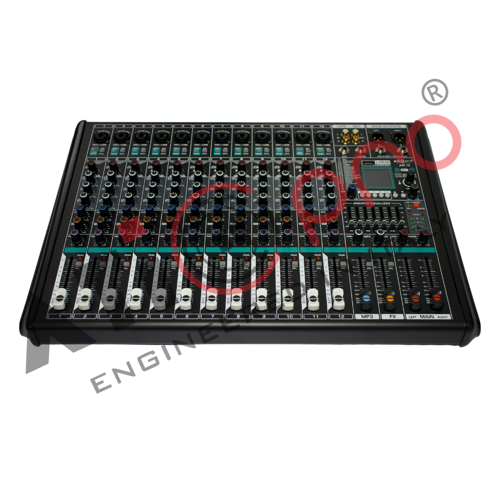 12 Channel Live Mixer With 2 Aux Model AT12